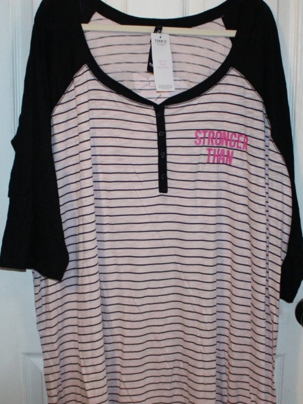 NWT Torrid BCA Stripped Tunic Henley Night gown. NICE Size 5X(28W) - Picture 2 of 7